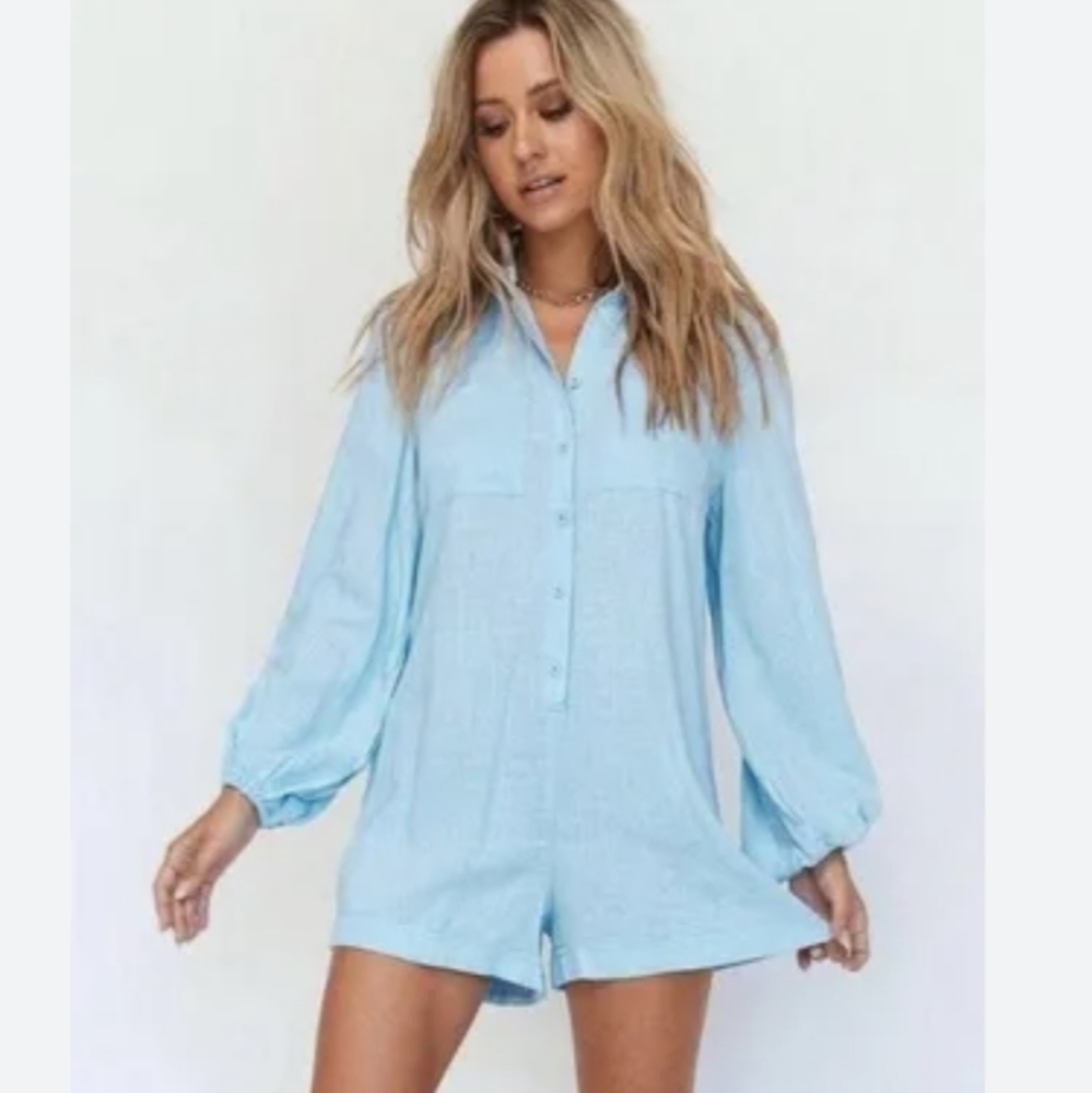 Princess Polly Keria Romper Blue Size 4 NWT